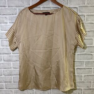 Banana Republic Gold and Cream Striped Blouse, size medium
